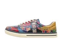 Sneaker DOGO "Classic Schnürsneaker Frida-Kahlo-In-Letters Damen Sneaker", Damen, Gr. 40, Normalschaft, bunt (mehrfarbig), Lederimitat, Schuhe Sneaker, Handgefertigt (19381916-40) mehrfarbig