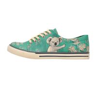 Sneaker DOGO "Classic Schnürsneaker Koala Hug Damen Sneaker", Damen, Gr. 37, Normalschaft, blau (grün), Lederimitat, Schuhe Skaterschuh Sneaker low, Handgefertigt (23284927-37) grün
