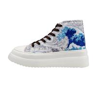 Sneaker DOGO "Fiora High-Top Sneaker Japanese Waves Damen Sneaker", Damen, Gr. 41, Normalschaft, weiß, Textil, Schuhe Sneaker, Handgefertigt (49189820-41) weiß