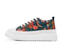 Sneaker DOGO "Freya Low-Top Sneaker Garden Birds Damen Sneaker", Damen, Gr. 37, Normalschaft, blau, Textil, Schuhe Sneaker, Handgefertigt (68345048-37) blau