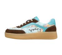 Sneaker DOGO "Monet Low-Top Sneaker Explore Damen Sneaker", Damen, Gr. 37, Normalschaft, braun (blau), Lederimitat, Schuhe Sneaker, Handgefertigt (59233149-37) blau