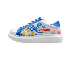 Sneaker DOGO "Verona Low-Top Sneaker Azur Damen Sneaker", Damen, Gr. 36, Normalschaft, blau (weiß), Lederimitat, Schuhe Sneaker, Handgefertigt (67072851-36) weiß