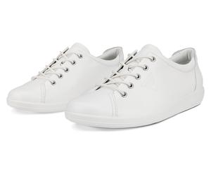 Sneaker ECCO "Soft 2.0", Damen, Gr. 39, silber (weiß, silberfarben), Leder, Schuhe Sneaker, Freizeitschuh, Halbschuh, Schnürschuh mit Retro-Shilouette (26839139-39) weiß, silberfarben