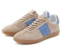 Sneaker ELBSAND "Freizeitschuh", Damen, Gr. 43, beige, Obermaterial: 100% Rindsleder. Futter: 100% Textilmaterial. Decksohle: 100% Textilmaterial. Laufsohle: 100% Synthetik, unifarben mit Farbeinsatz,