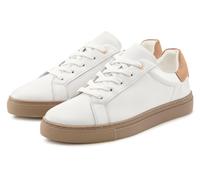 Sneaker ELBSAND "Schnürschuh", Damen, Gr. 38, weiß, Obermaterial: 100% Rindsleder. Futter: 100% Textilmaterial. Decksohle: 100% Textilmaterial. Laufsohle: 100% Synthetik, unifarben mit Farbeinsatz, ca