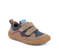 Sneaker FRODDO "Barefoot Base", Mädchen, Gr. 26, beige, blau, Leder, Textil, Schuhe Sneaker, Klettschuh, Freizeitschuh, Barfußschuh mit Klettverschluss (54120342-26) beige, blau