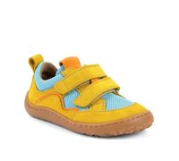 Sneaker FRODDO "Barefoot Base", Mädchen, Gr. 30, gelb (blau, gelb), Leder, Textil, colorblocking, Schuhe Sneaker, Klettschuh, Freizeitschuh, Barfußschuh mit Klettverschluss (25491722-30)