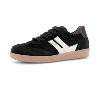 Sneaker GABOR, Damen, Gr. 40, schwarz-weiß (schwarz, sanftes weiß), Glattleder, Veloursleder, unifarben mit Farbeinsatz, Schuhe Sneaker, Freizeitschuh, Halbschuh, Schnürschuh mit gepolstertem Schaftra
