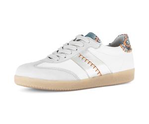 Sneaker GABOR, Damen, Gr. 40, weiß kombiniert, Nappaleder, Veloursleder, Reptilienprägung, Schuhe Sneaker, Freizeitschuh, Halbschuh, Schnürschuh mit bunten Kontrastbesätzen (98518953-40) weiß kombinie