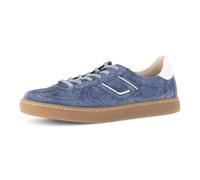 Sneaker GABOR "DAVOS", Damen, Gr. 37, jeansfarben, weiß, Nappaleder, Veloursleder, Schuhe Sneaker, Freizeitschuh, Halbschuh, Schnürschuh mit Lochmuster, Weite H (23199940-37) jeansfarben, weiß
