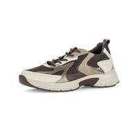 Keilsneaker GABOR, Damen, Gr. 38, braun, natur kombiniert, Glattleder, Textil, Ziegenveloursleder, Mesh, Schuhe, Freizeitschuh, Schnürschuh mit Kontrastbesätzen, G-Weite (28747951-38) braun, natur kom
