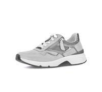 Gabor Keilsneaker Rollingsoft Schnürschuh Damen Gr. 38 Hellgrau/Stahl Textil Veloursleder G-Weite