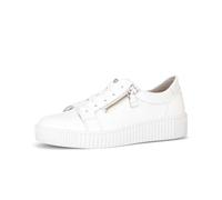 Plateausneaker GABOR, Damen, Gr. 39, weiß, Kalbsleder, unifarben, Schuhe Plateausneaker, Freizeitschuh, Halbschuh, Schnürschuh mit dezentem Fresenbesatz (95643146-39) weiß