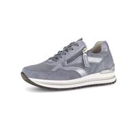 Plateausneaker GABOR "TURIN", Damen, Gr. 41, blau, Ziegenveloursleder, Schuhe Plateausneaker, Freizeitschuh, Halbschuh, Schnürschuh, Außenreißverschluss, G-Weite (91186415-41) blau