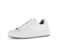 Plateausneaker GABOR "FLORENZ", Damen, Gr. 42, weiß, Glattleder, Schuhe Plateausneaker, Freizeitschuh, Halbschuh, Schnürschuh, dezente Ziernähte, G-Weite (64543426-42) weiß