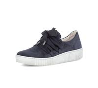 Plateausneaker GABOR, Damen, Gr. 38, blau (dunkelblau, marine), Veloursleder, Schuhe Plateausneaker, Slip-On Sneaker, Slipper, Schnürschuh mit aufgesetzter Schnürung (69994746-38) dunkelblau, marine