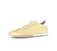 Sneaker GABOR, Damen, Gr. 39, gelb, weiß, Nappaleder, unifarben mit Farbeinsatz, Schuhe Sneaker, Freizeitschuh, Halbschuh, Schnürschuh mit Ziernähten (55219635-39) gelb, weiß