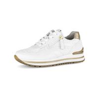 Keilsneaker GABOR "TURIN", Damen, Gr. 40, weiß, goldfarben, Leder, Schuhe, Freizeitschuh, Halbschuh, Schnürschuh in Komfortweite G (=weit) (62716237-40) weiß, goldfarben