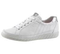 Sneaker GABOR "YORK", Damen, Gr. 40, silber (weiß, silberfarben), Kalbsleder, Lederimitat, unifarben mit Farbeinsatz, Schuhe Sneaker, mit modischer Ziersteppung, Freizeitschuh, Halbschuh, Schnürschuh