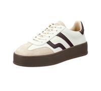 Sneaker GANT "Cuzmani", Damen, Gr. 38, beige (weiß, dunkellila), Leder, Veloursleder, kontrastfarbene Details, Schuhe Sneaker, Plateausneaker, Halbschuh, Retro-Sneaker zum Schnüren (97854548-38) weiß,