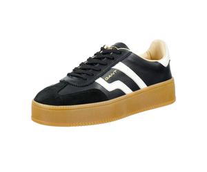Sneaker GANT "Cuzmani", Damen, Gr. 39, schwarz, Leder, Veloursleder, kontrastfarbene Details, Schuhe Sneaker, Plateausneaker, Schnürschuh, Retro-Sneaker mit honigfarbener Laufsohle (34020149-39) schwa