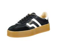 Sneaker GANT "Cuzmani", Damen, Gr. 40, schwarz, Leder, Veloursleder, kontrastfarbene Details, Schuhe Sneaker, Plateausneaker, Schnürschuh, Retro-Sneaker mit honigfarbener Laufsohle (34020149-40) schwa