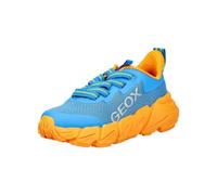 Sneaker GEOX "Geox Sneaker Lederimitat/Textil", Damen, Gr. 32, blau, orange, Lederimitat, Textil, Schuhe Sneaker (25623522-32) blau, orange
