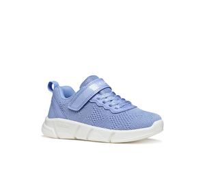 Sneaker GEOX "J ARIL GIRL", Mädchen, Gr. 39, blau (hellblau), Lederimitat, Textil, Schuhe Sneaker, Slipper mit Klettverschluss, Größenschablone zum Download (74774005-39) hellblau
