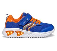 Sneaker GEOX "J ASSISTER BOY Blinkschuh", Jungen, Gr. 32, blau (blau, orange), Synthetik, Textil, Schuhe Sneaker, Sportschuh, Klettschuh mit auffällig blinkender Sohle (50616147-32)
