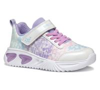 Sneaker GEOX "J ASSISTER GIRL Blinkschuh", Kinder, Gr. 31, lila (weiß, lila), Textil, Synthetik, gemustert, casual, Schuhe, Halbschuh, Klettschuh mit Textilfutter (58148447-31) weiß, lila