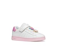 Sneaker GEOX "J ECLYPER GIRL", Mädchen, Gr. 37, weiß, pink, Lederimitat, Textil, Schuhe Sneaker, Slipper mit Kontrastbesatz, Größenschablone zum Download (99757945-37) weiß, pink
