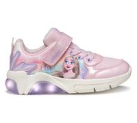 Sneaker GEOX "J FADINLIGHT GIRL Blinkschuh", Mädchen, Gr. 35, pink (pink, lila), Synthetik, Textil, Schuhe Sneaker, Disney Schuh, Klettschuh, Frozen Sneaker mit Blinkfunktion (39910955-35)