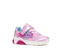 Sneaker GEOX "J FADINLIGHT GIRL", Damen, Gr. 31, rosa, hellblau, Lederimitat, Synthetik, Textil, Schuhe Sneaker, Klettschuh mit toller Blinkfunktion, Größenschablone zum Download (67449240-31) rosa, h