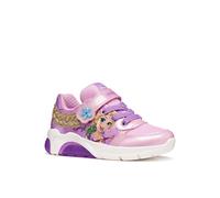 Sneaker GEOX "J FADINLIGHT GIRL DISNEY PRINCESS RAPUNZEL", Damen, Gr. 25, rosa, lila, Lederimitat, Textil, Schuhe Sneaker, Halbschuh mit Blinkfunktion, Größenschablone zum Download (90963118-25) rosa,
