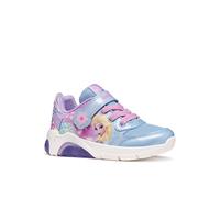 Sneaker GEOX "J FADINLIGHT GIRL", Mädchen, Gr. 33, lila, hellblau, Lederimitat, Textil, Schuhe Sneaker, Klettschuh mit Blüten und Elsa-Motiv, Größenschablone zum Download (56128804-33)