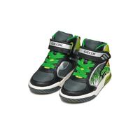 Sneaker GEOX "J INEK BOY_Blinkschuh", Kinder, Gr. 24, schwarz (schwarz, limette), Synthetik, Textil, metallic, Schuhe Sneaker, Schnürboots mit cooler Blinkfunktion, Größenschablone zum Download (30104