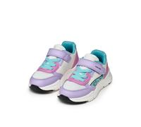 Sneaker GEOX "J LOFTUS GIRL", Damen, Gr. 38, lila, grün, Lederimitat, Textil, Glitzermuster, kontrastfarbene Details, Schuhe Sneaker, Slipper mit praktischem Klettverschluss, Größenschablone zum Downl