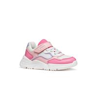 Sneaker GEOX "J LOFTUS GIRL", Mädchen, Gr. 36, weiß, pink kombiniert, Lederimitat, Textil, Schuhe Sneaker, Klettschuh mit bunten Kontrastbesätzen, Größenschablone zum Download (62666538-36) weiß, pink