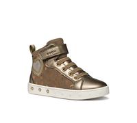 Sneaker GEOX "J SKYLIN GIRL Blinkschuh", Damen, Gr. 24, silber (beige, platin), Synthetik, Textil, Glitzer, metallic, Schuhe Sneaker, Schnürboots mit Glitzer, Blinkfunktion, Größenschablone zum Downlo