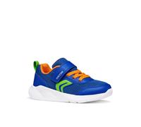 Sneaker GEOX "J SPRINTYE BOY", Damen, Gr. 34, blau, orange, Lederimitat, Mesh, Schuhe Sneaker, Halbschuh mit bunten Besätzen, Größenschablone zum Download (75658349-34) blau, orange