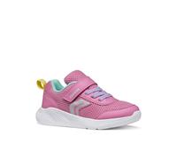 Sneaker GEOX "J SPRINTYE GIRL", Damen, Gr. 35, pink kombiniert, Lederimitat, Mesh, Mesh, kontrastfarbene Details, Schuhe Sneaker, Slipper mit zusätzlcihem Klettverschluss, Größenschablone zum Download