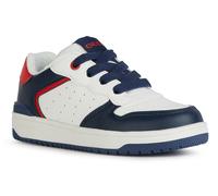 Sneaker GEOX "J WASHIBA BOY", Damen, Gr. 33, bunt (weiß, navy, rot), Synthetik, Textil, Schuhe Sneaker, Retro Sneaker, Schlupfschuh im Skater-Look (66590647-33) weiß, navy, rot