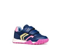 Sneaker GEOX, Mädchen, Gr. 32, blau kombinert, Lederimitat, Textil, Schuhe Sneaker, Halbschuh mit Kontrastbesätzen, Größenschablone zum Download (98998544-32)
