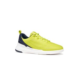 Sneaker GEOX "U VITTOUR", Herren, Gr. 41, gelb, navy, Lederimitat, Textil, Schuhe Sneaker, Halbschuh, Freizeitschuh, Schnürer mit Kontrastbesatz (34881103-41) gelb, navy
