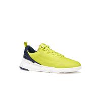 Sneaker GEOX "U VITTOUR", Herren, Gr. 45, gelb, navy, Lederimitat, Textil, Schuhe Sneaker, Halbschuh, Freizeitschuh, Schnürer mit Kontrastbesatz (34881103-45) gelb, navy