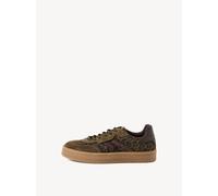 Tamaris Damen Sneaker Low flach, grün (Olive Leopard),36
