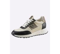 Sneaker HEINE, Damen, Gr. 36, schwarz-weiß (schwarz, ecru), Glattleder, Leder, Schuhe Sneaker (84157465-36) schwarz, ecru