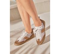 Sneaker HEINE, Damen, Gr. 38, cognac, weiß, Glattleder, Leder, Rindsleder, Synthetik, Veloursleder, Schuhe Sneaker (39073701-38) cognac, weiß