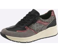 Sneaker HEINE, Damen, Gr. 41, grau, schwarz, bordeaux, Leder, Rindsleder, Synthetik, Textil, Veloursleder, Schuhe Sneaker (92903613-41) grau, schwarz, bordeaux