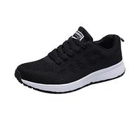 Sneaker Herren Schuhe Anzugschuhe Business Damen Atmungsaktives Mesh Luftkissen Lässige Leichte Weiche Unterseite Schnürschuhe (Black, 43) Turnschuhe Trainers Men Laufschuhe Sportschuhe Weiß
